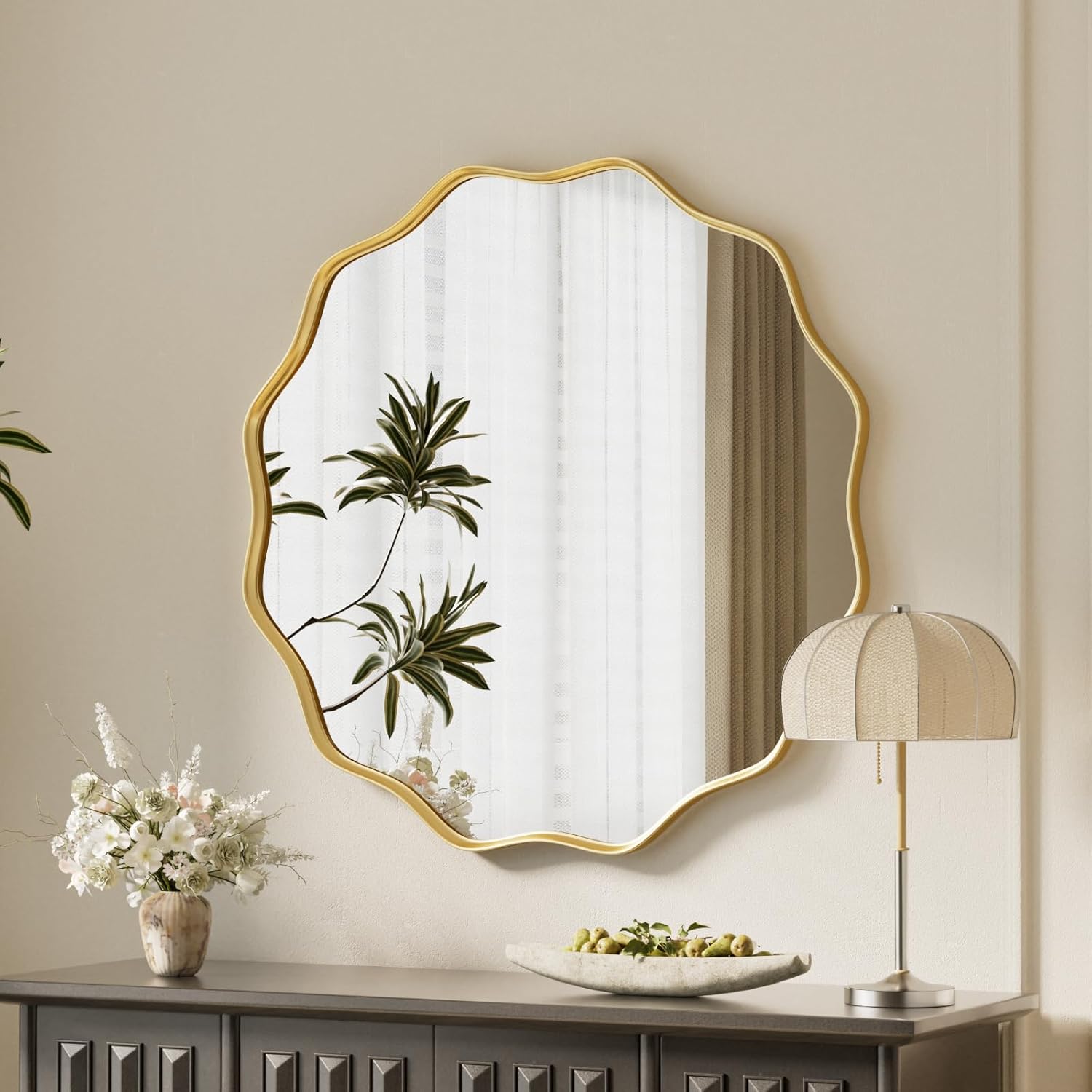 VooBang Gold Scalloped Circle Mirror,...