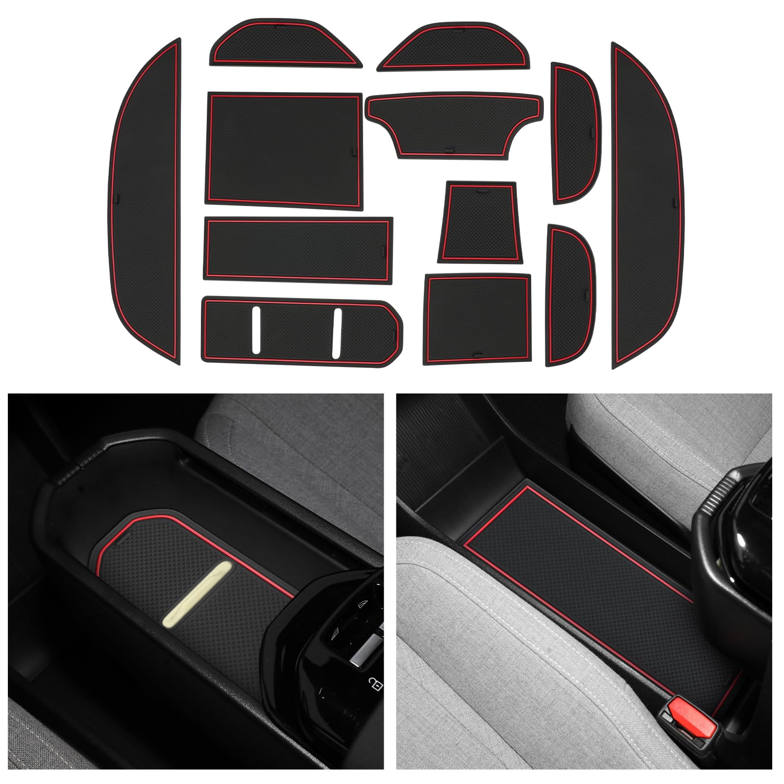 CDEFG Compatibile con Volvo EX30 2024 2025 tappetini in gomma per console centrale, tappetini antiscivolo EX30 antiscivolo portabicchieri in gomma antiscivolo auto tappetino EX30 accessori (rosso)