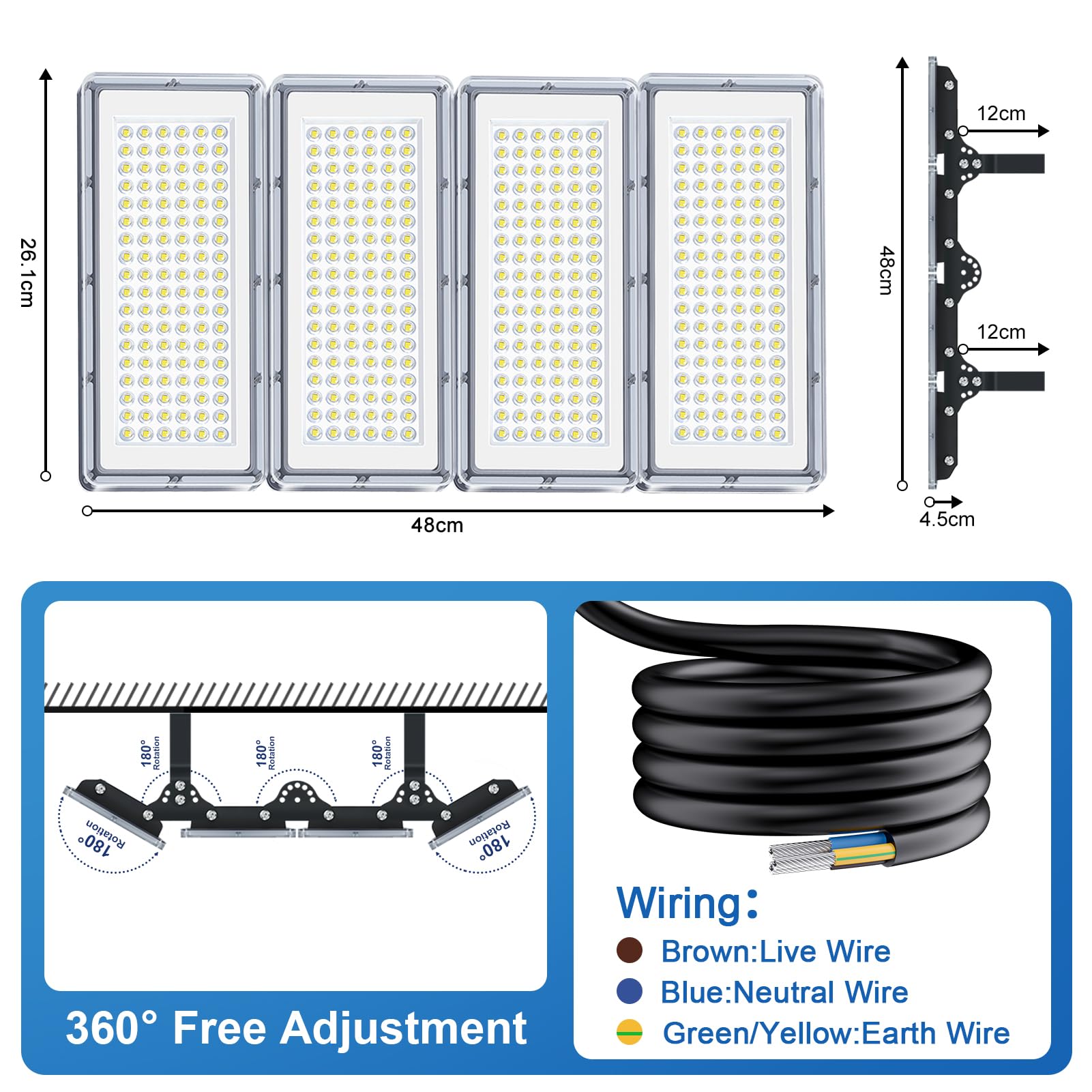 400W Faretto LED da Esterno - 40000LM Super Luminoso Faro LED Esterno con Trasformatore, 7000k Bianca Fredda Luce Esterna, Impermeabile IP67 Faretti per Garage, Cortili, Stadi, Fabbriche