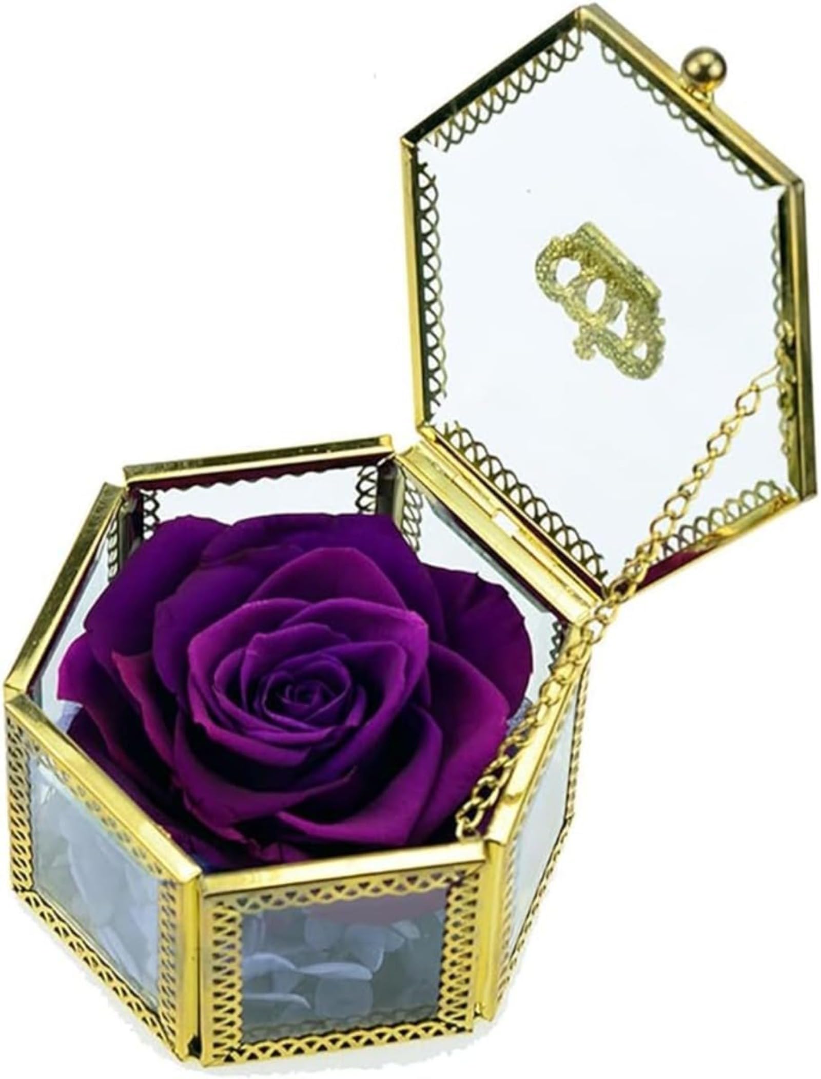 Rose éternelle bleue symbole d'amour éternel sous son dôme de verre royal