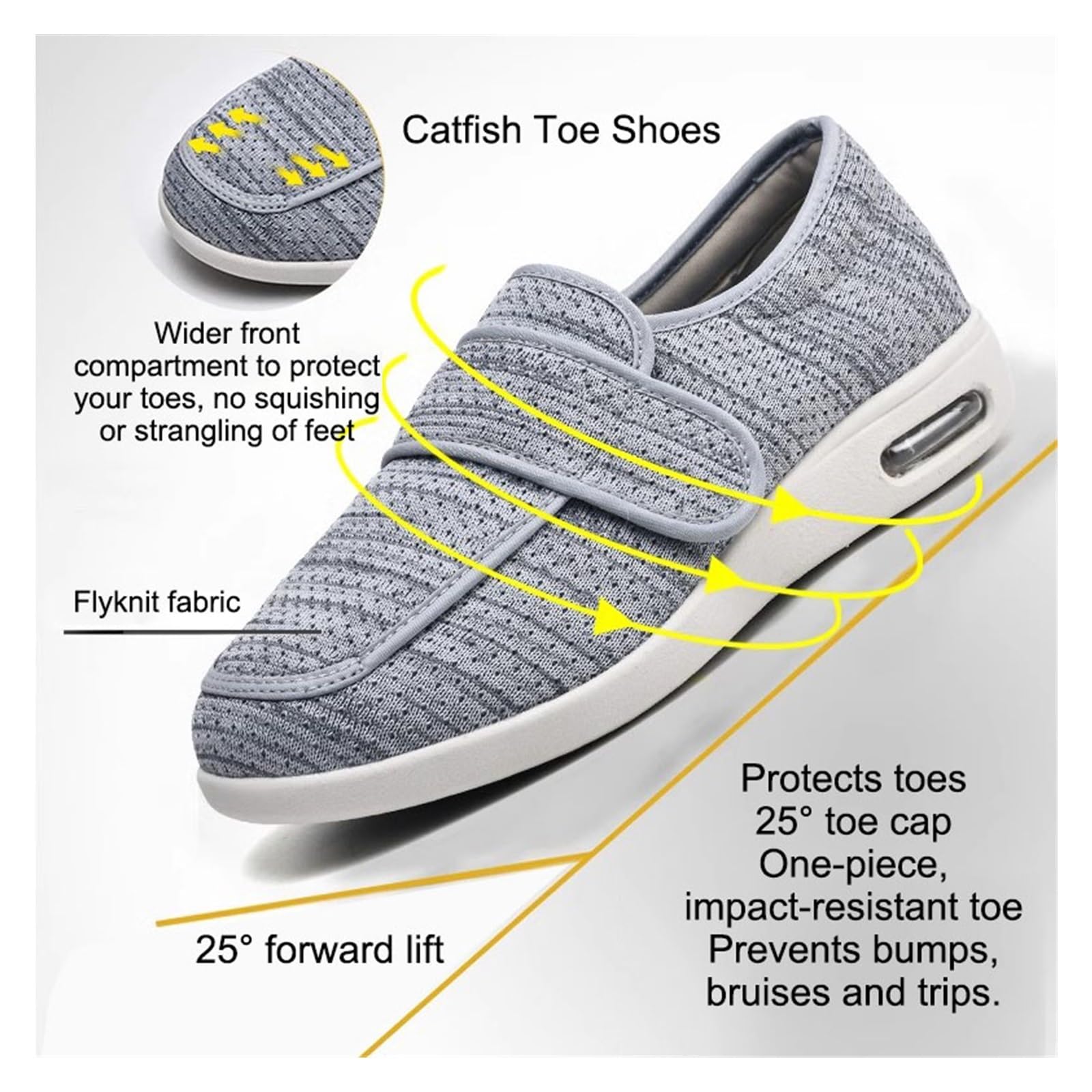 Zapatos Ortopédicos con Amortiguación De Aire, Pies Hinchados Fascitis Plantar Ajustable Zapatos De Viejo Zapatos De Mamá Y Papá Zapatos Casuales De Malla