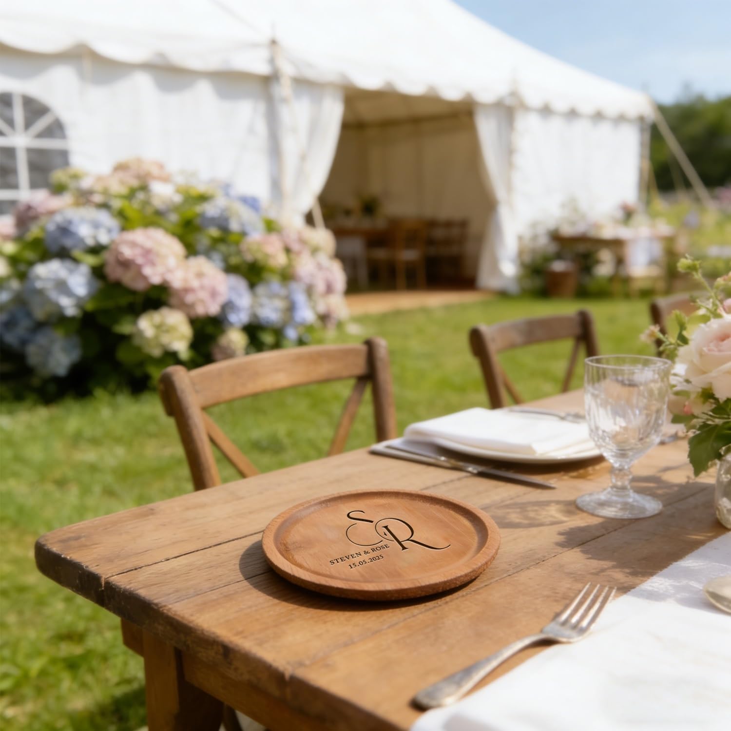 Personalized Bamboo Coasters for Wedding Favors - Custom Round Coasters Set for Drink, Engraved Couple Names, Gifts for The Newlyweds(30pcs)