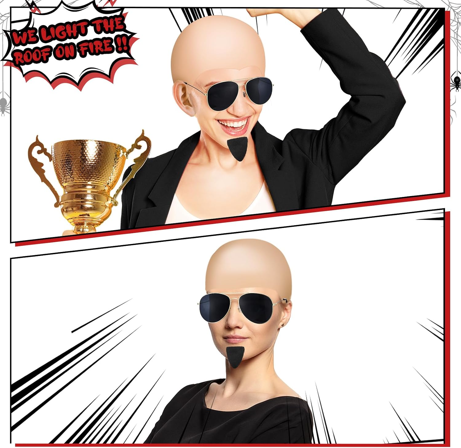 Mepase 24/16/4 PCS Latex Bald Caps Halloween Costumes for Women Men