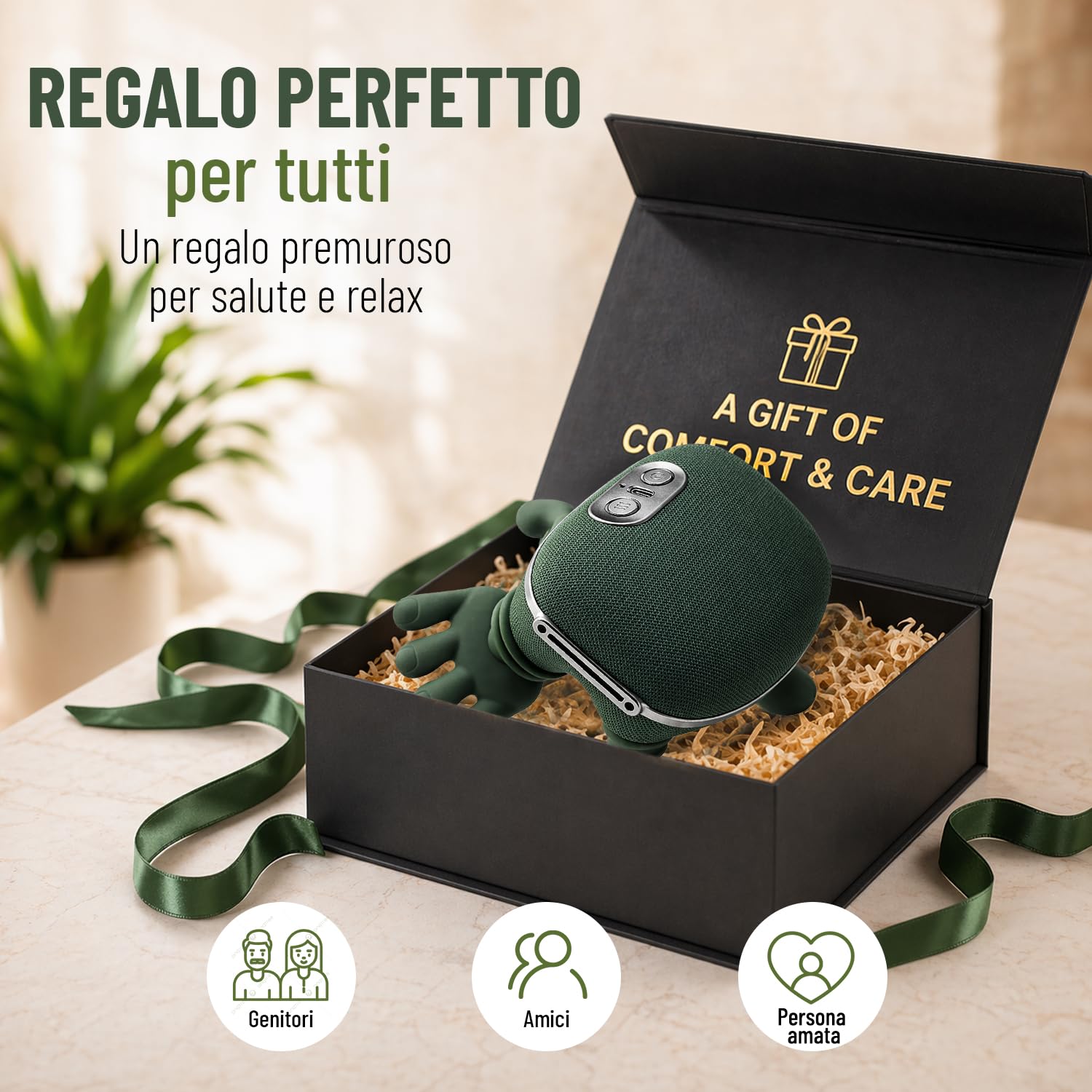BeFit24 Massaggiatore Cervicale Ergonomico 4D Senza Fili, Massaggiatore Collo e Spalle con Calore, Massaggio Cervicale Profondo per Sollievo dal Dolore, Cuscino Massaggiante Schiena Portatile USB