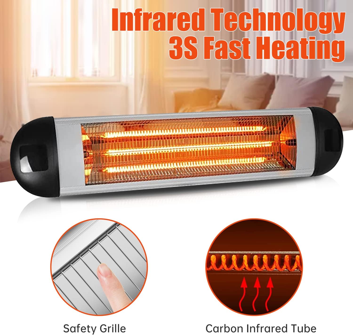 GoupDacy Electric Patio Heater Outdoor Freestanding - 1500w Fast Heating Infrared Heater Adjustable Outdoor Patio Heater with Overheat Protection Indoor Outdoor Heaters for Garage Balcony Backyard : Patio, Lawn & Garden