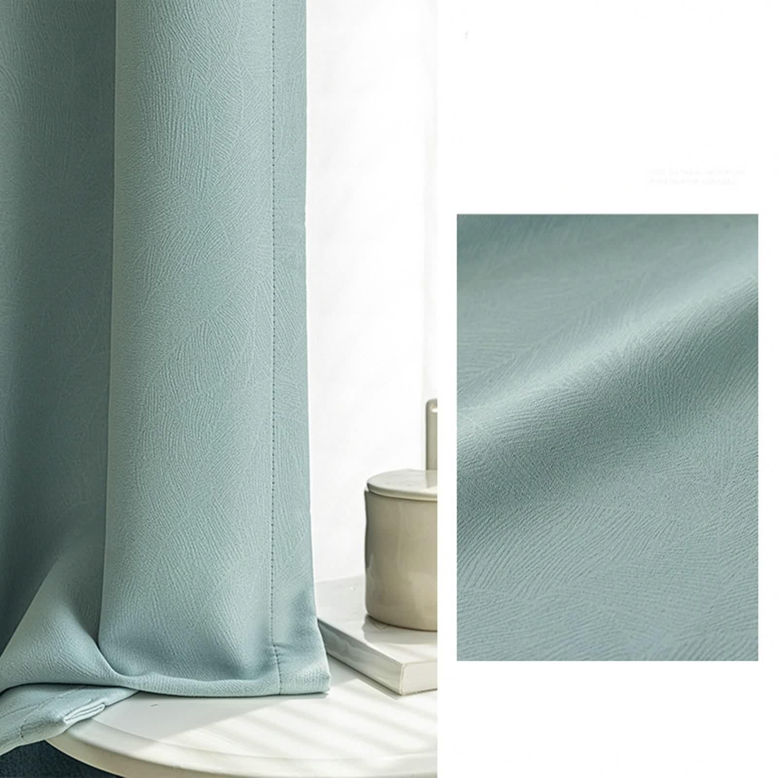 Rideau Chambre Long, Occultant Rideaux Chambre Vert Crémeux Chenille Couleur Unie avec Textures Lot de 2 LxH 102x183cm