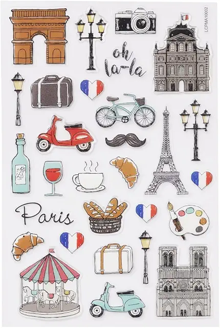 Paris Stickers - HobbyFun Glossy France Autocollants for Crafts