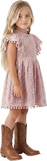 2Bunnies Girl Baby Toddler Vintage Lace Pom Pom Flutter Sleeve Easter Birthday Outfit Dress
