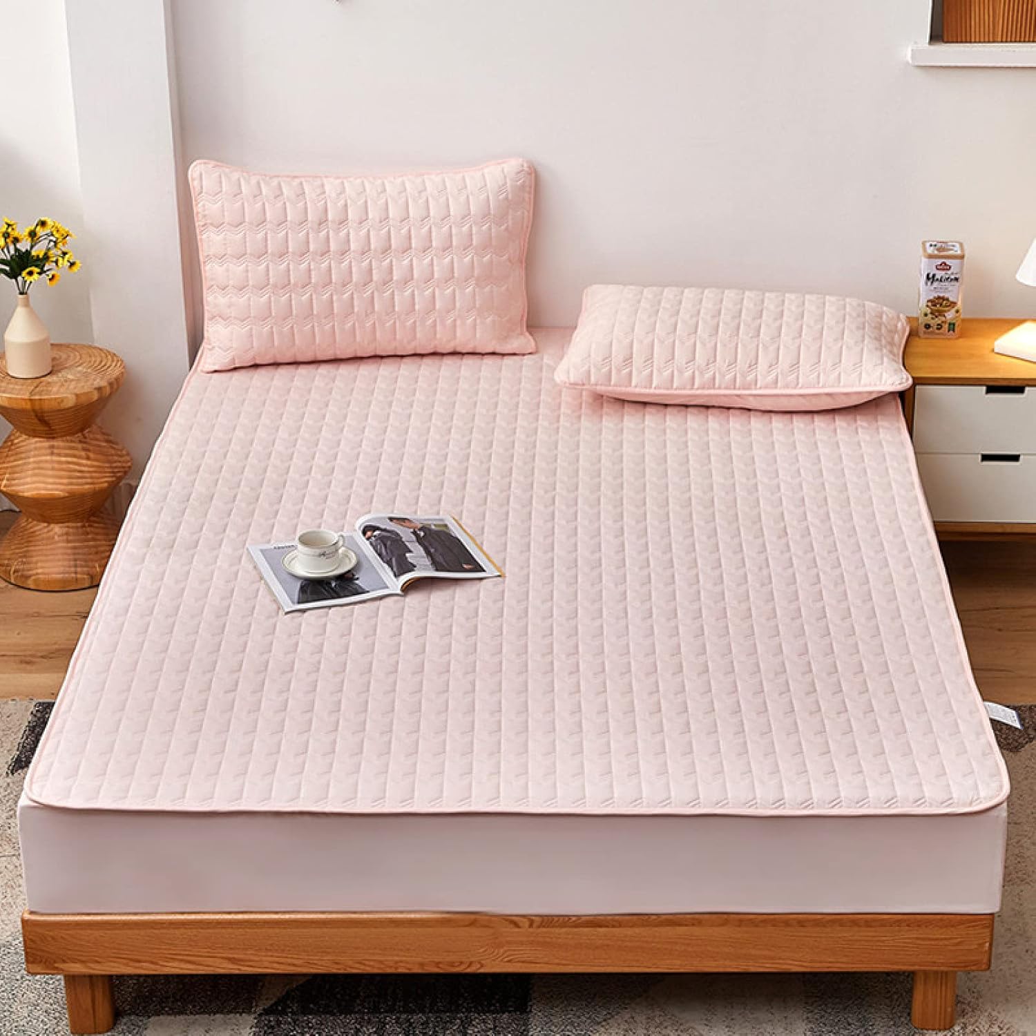 HAIBA Bedding Quilted Mattress Protector, King Size, Extra Deep, Anti