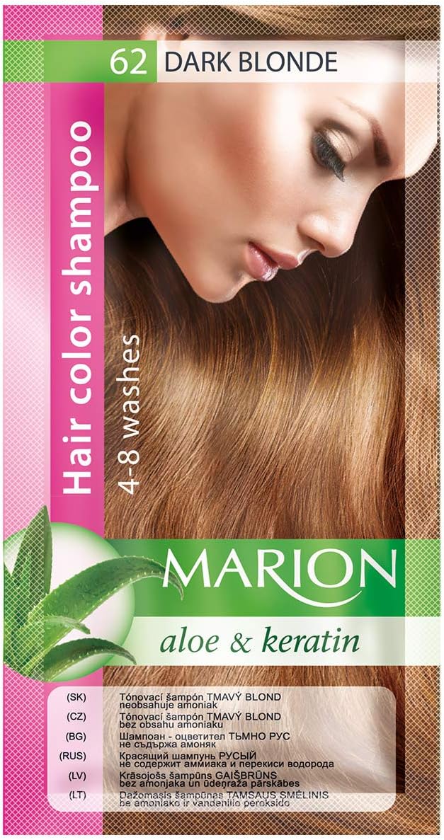 Hair Color Shampoo in Sachet Lasting 4 to 8 Washes Aloe and Keratin - 62 Dark Blonde
