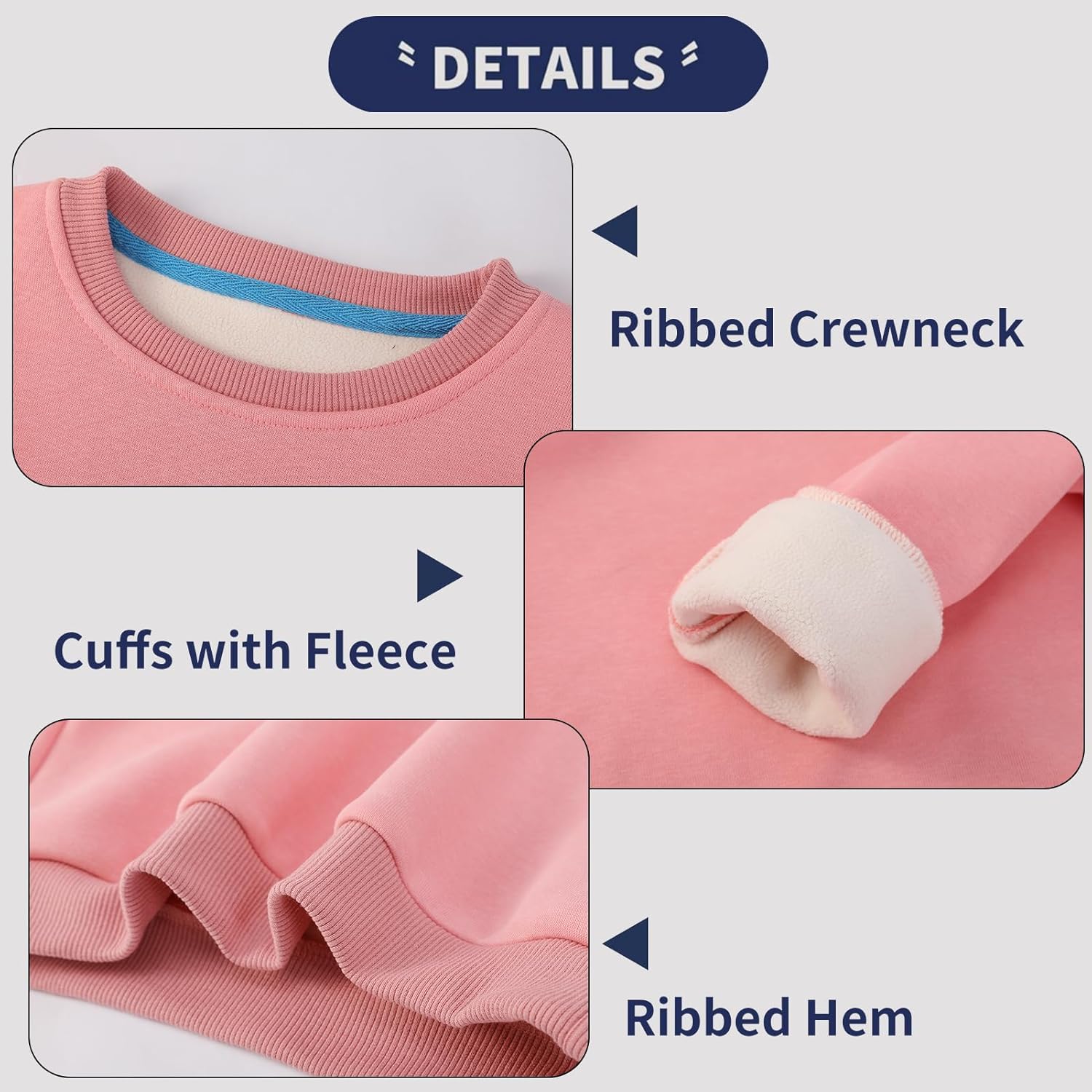 2 Pack Kids Fleece Sweatshirts Crewneck Long Sleeve Pullover Sweatshirts Boys Girls Tops for Toddlers(Age 2-14) - Image 4