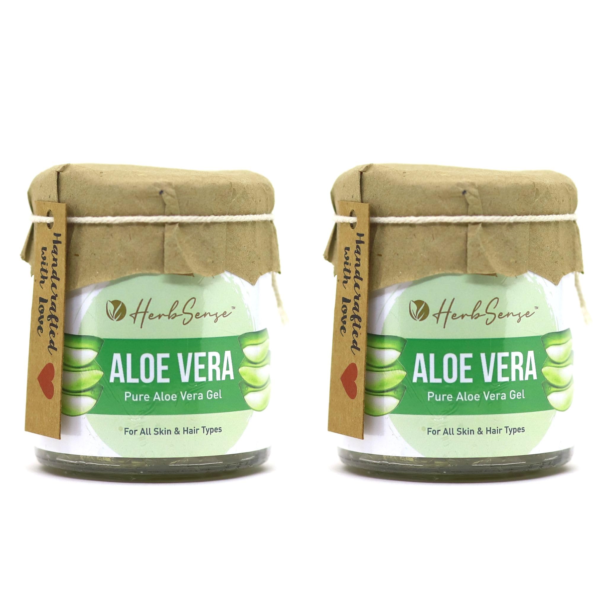 Herbsense Aloe Vera Gel For Skin & Hair, Soothing, Hydrating, Moisturizing & Non-Sticky Gel, Fragrance & Color Free, Pack of 2, 180 GM x 2