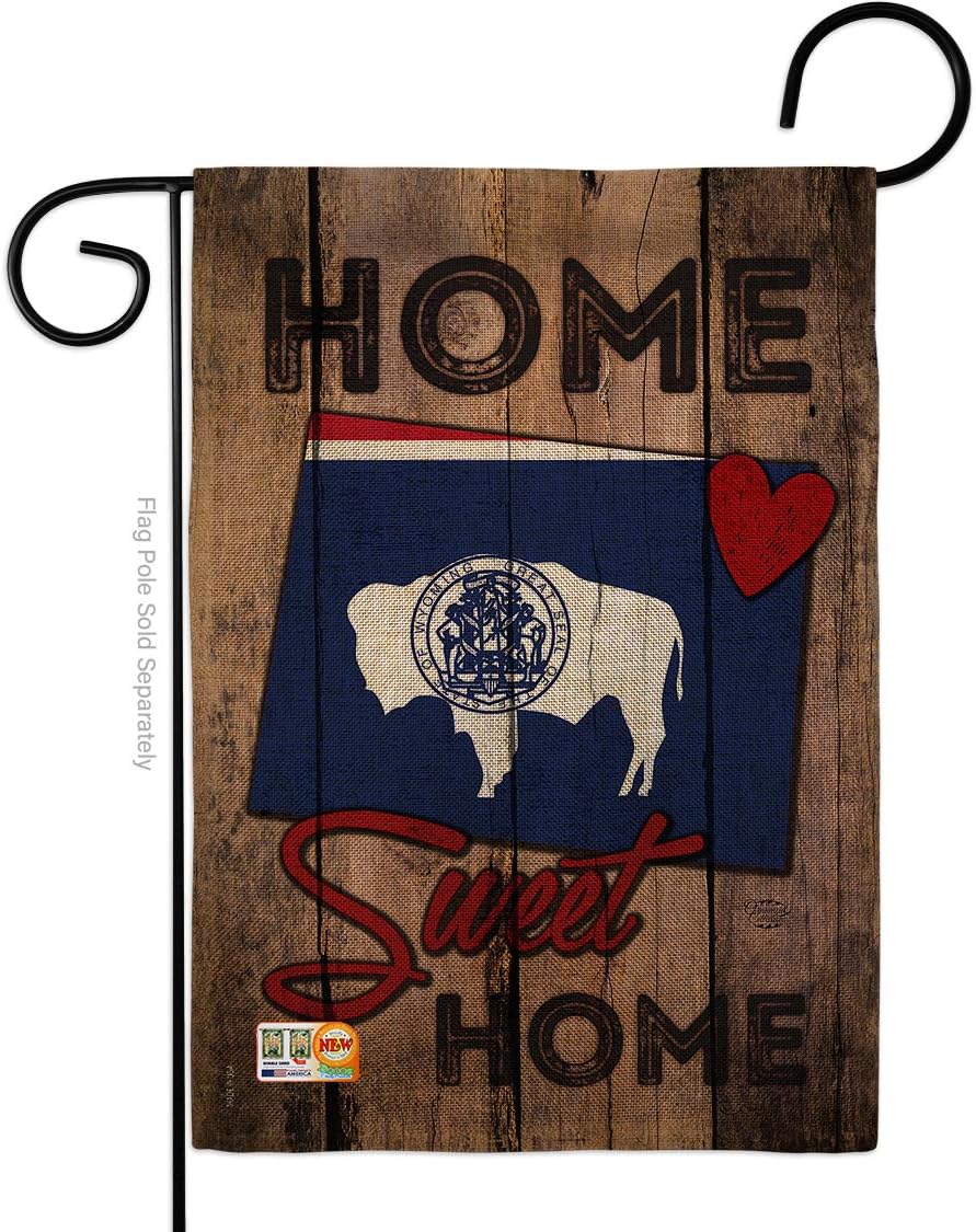State Wyoming Home Sweet Burlap Garden Flag Americana States USA American Territories Republic Country Particular Area Small Decorative Gift Yard House Banner Double-Sided Made In 13 X 18.5