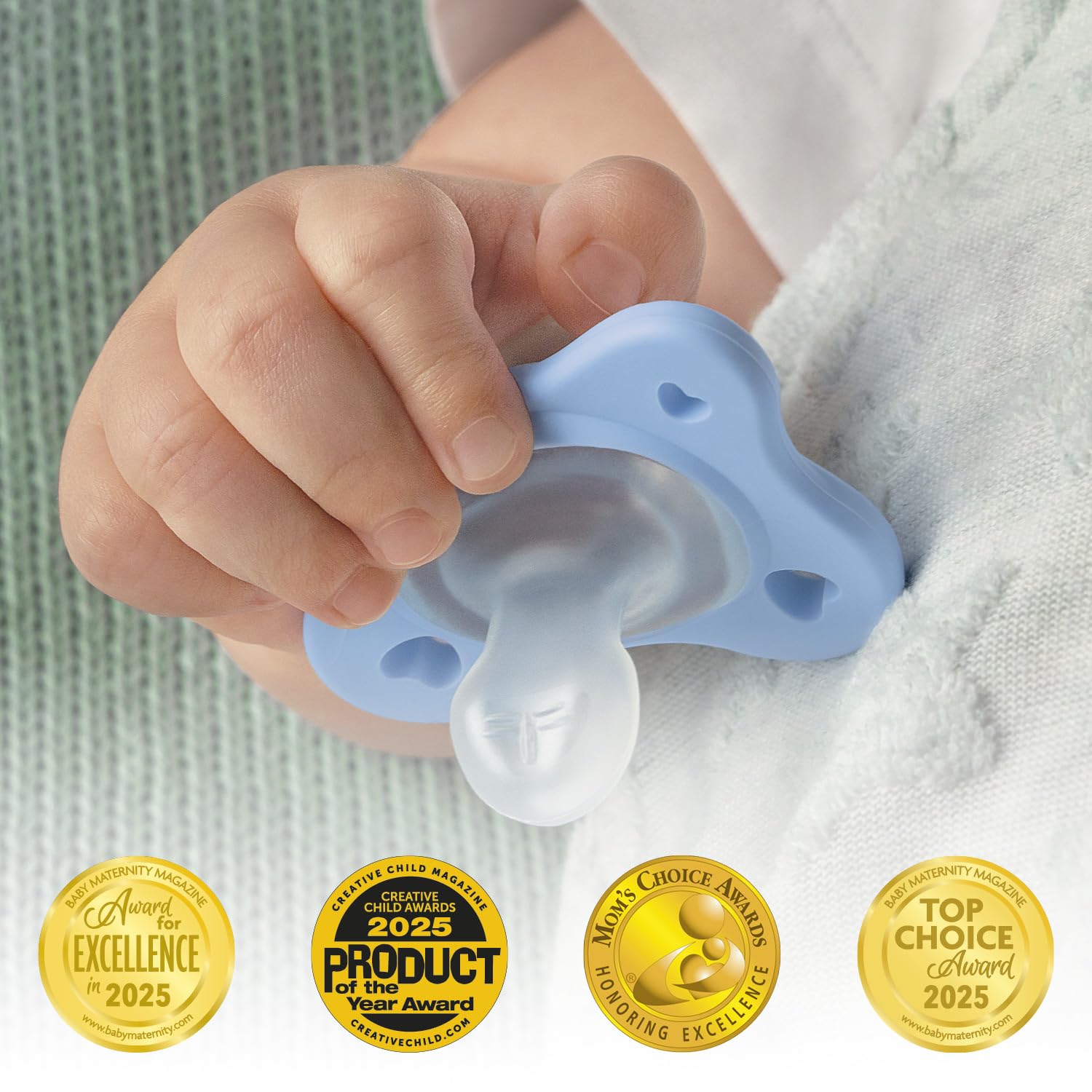 Chicco Gommotto Dual Soft, 16-36 Mesi, in Silicone, Bicolore, Set di Gommotti con Doppia Morbidezza, Supportano la Respirazione Fisiologica e Favoriscono il Corretto Sviluppo della Bocca, 4 pz, Blu