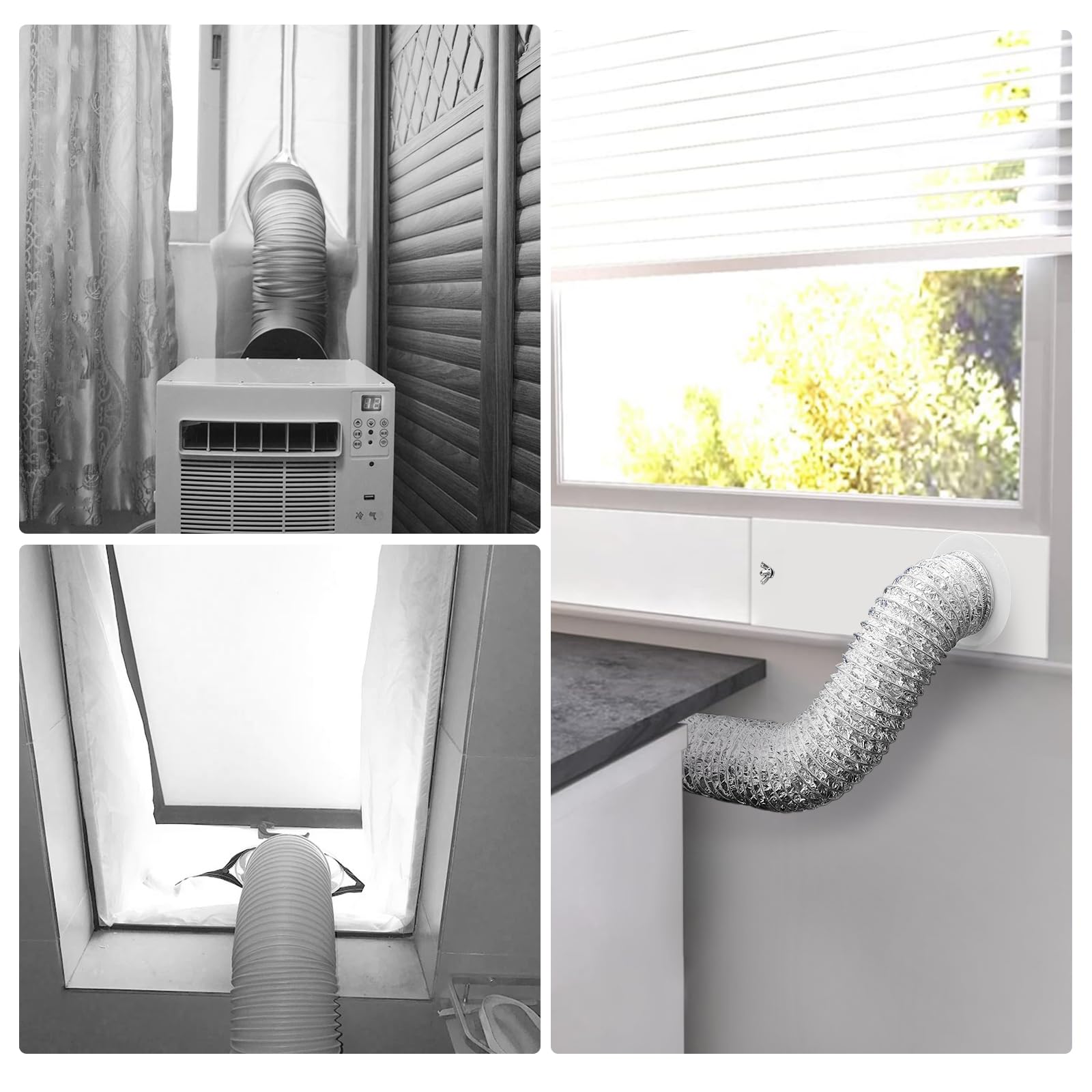 HOOMEE Tissu D'Isolation Pour Fenêtre à Pivot Central Avec Un Périmètre Allant Jusqu'à 380cm- Pour Climatiseur Mobile Et Sèche-Linge – Adapté à Toutes Les Unités Mobiles De Climatisation