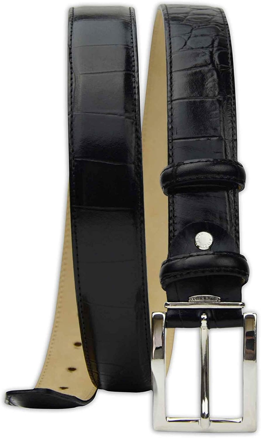 Mens Crocodile Pattern Italian Leather Belt - Image 3