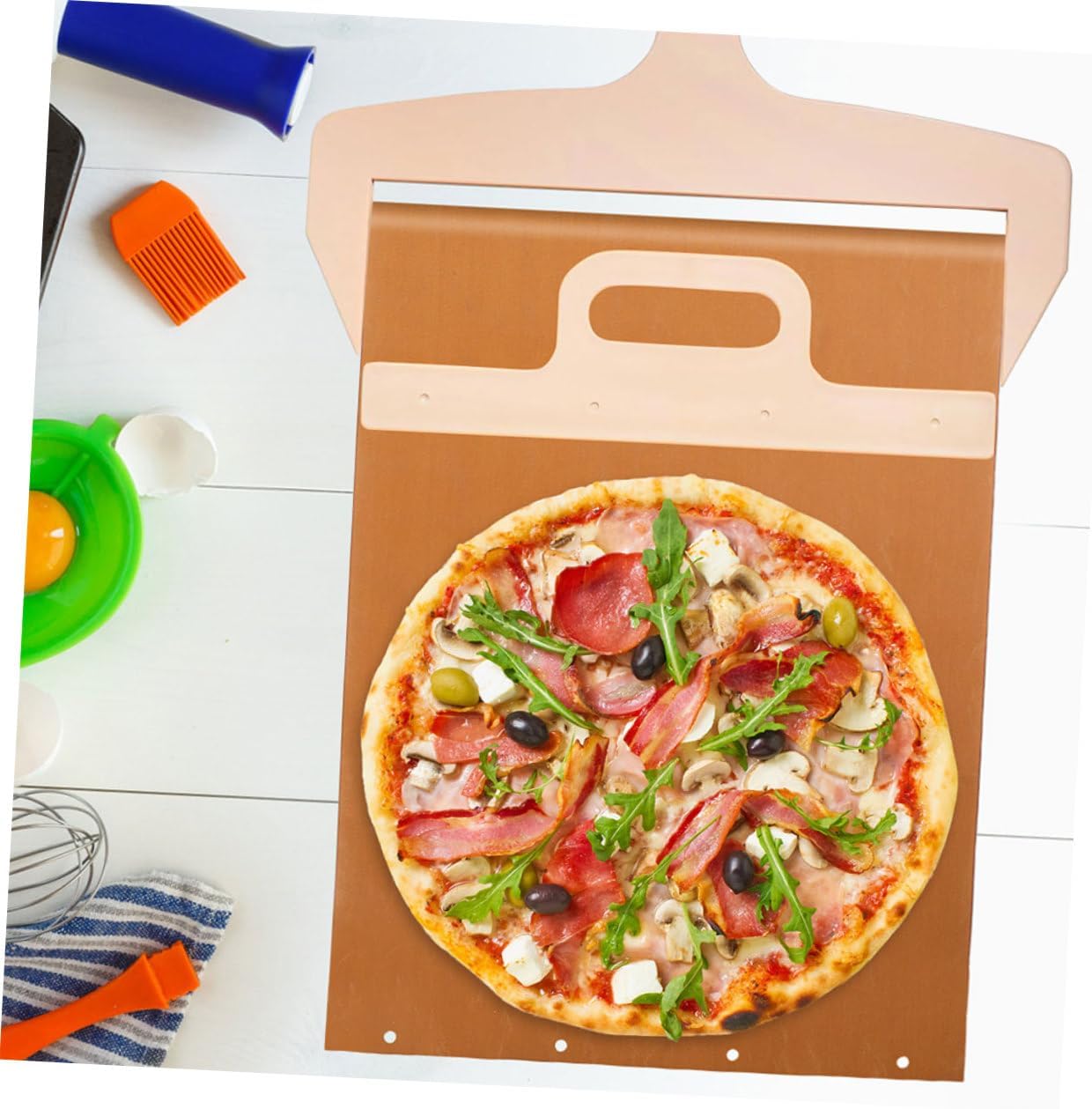 SHOWERORO Effortless Pizza Transfer 2pcs High-temperature Sliding Pizza Peel Cloth Non-stick Baking Mats for Cooking