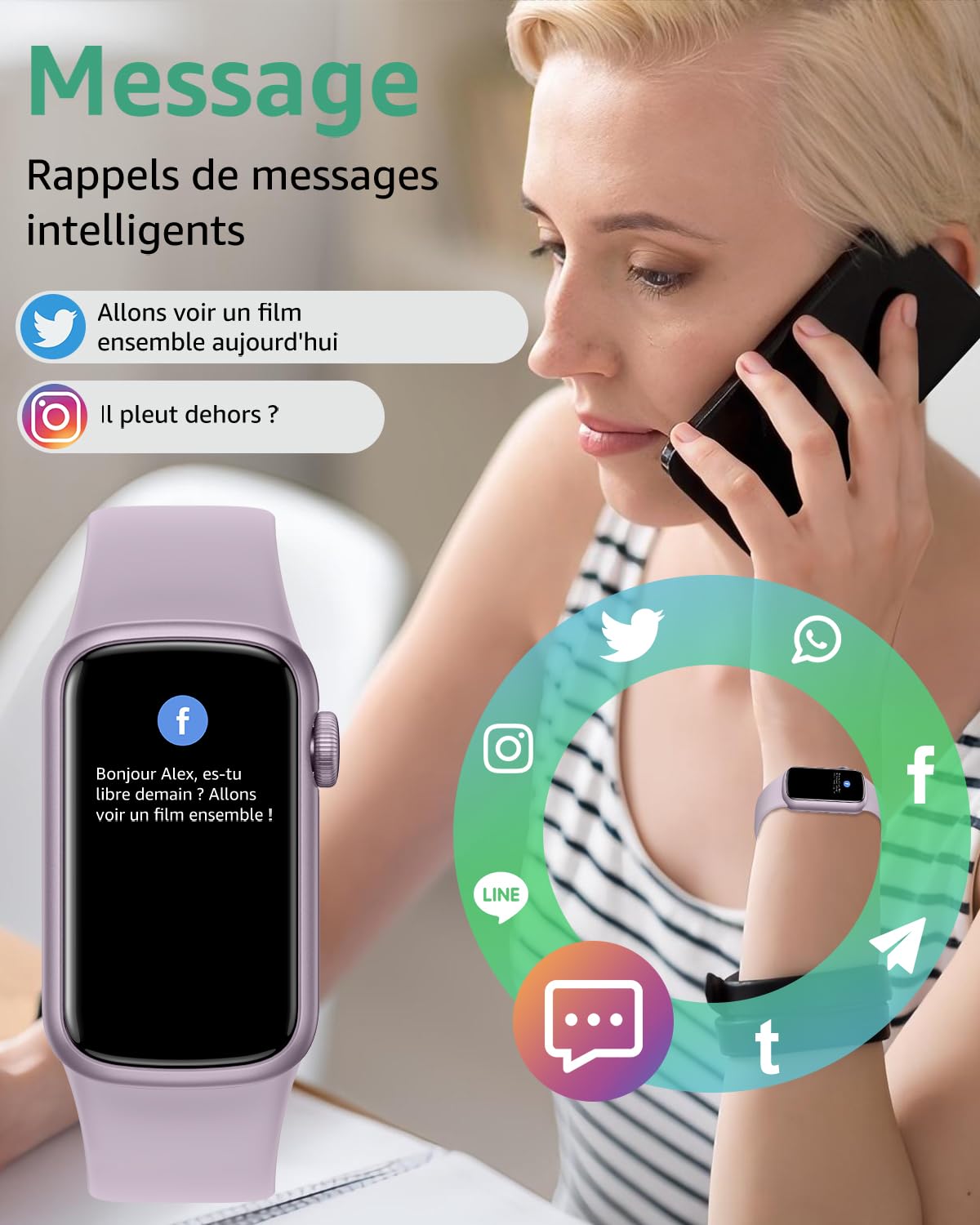 Montre Connectée Femme Homme, 1,47'' Smartwatch avec 137+ Modes Sportifs, Fitness Tracker avec Cardiofréquencemètre, Sommeil, Podomètre, IP68, Montre Intelligente pour Android iOS
