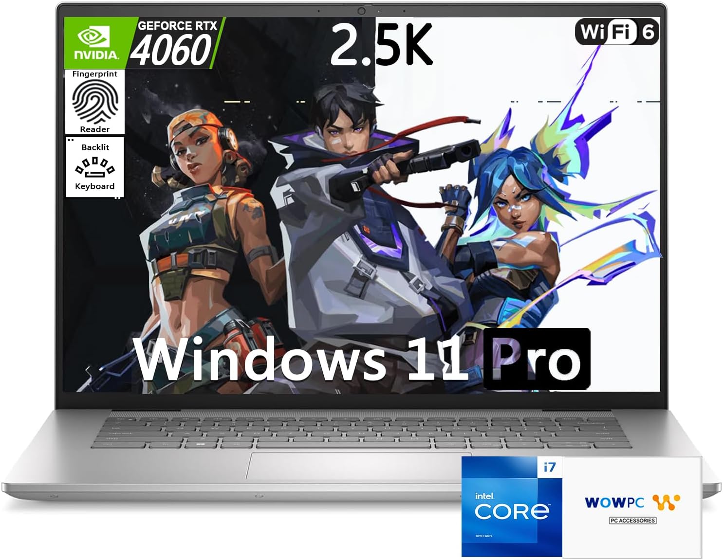 Dell Inspiron 16 Business Gaming Laptop, Intel Core i7-13620H Processor, NVIDIA GeForce RTX 4060 8GB, 64GB DDR5 RAM, 2TB SSD, Backlit Keyboard, Fingerprint Reader, Windows 11 Pro, WOWPC Recovery USB