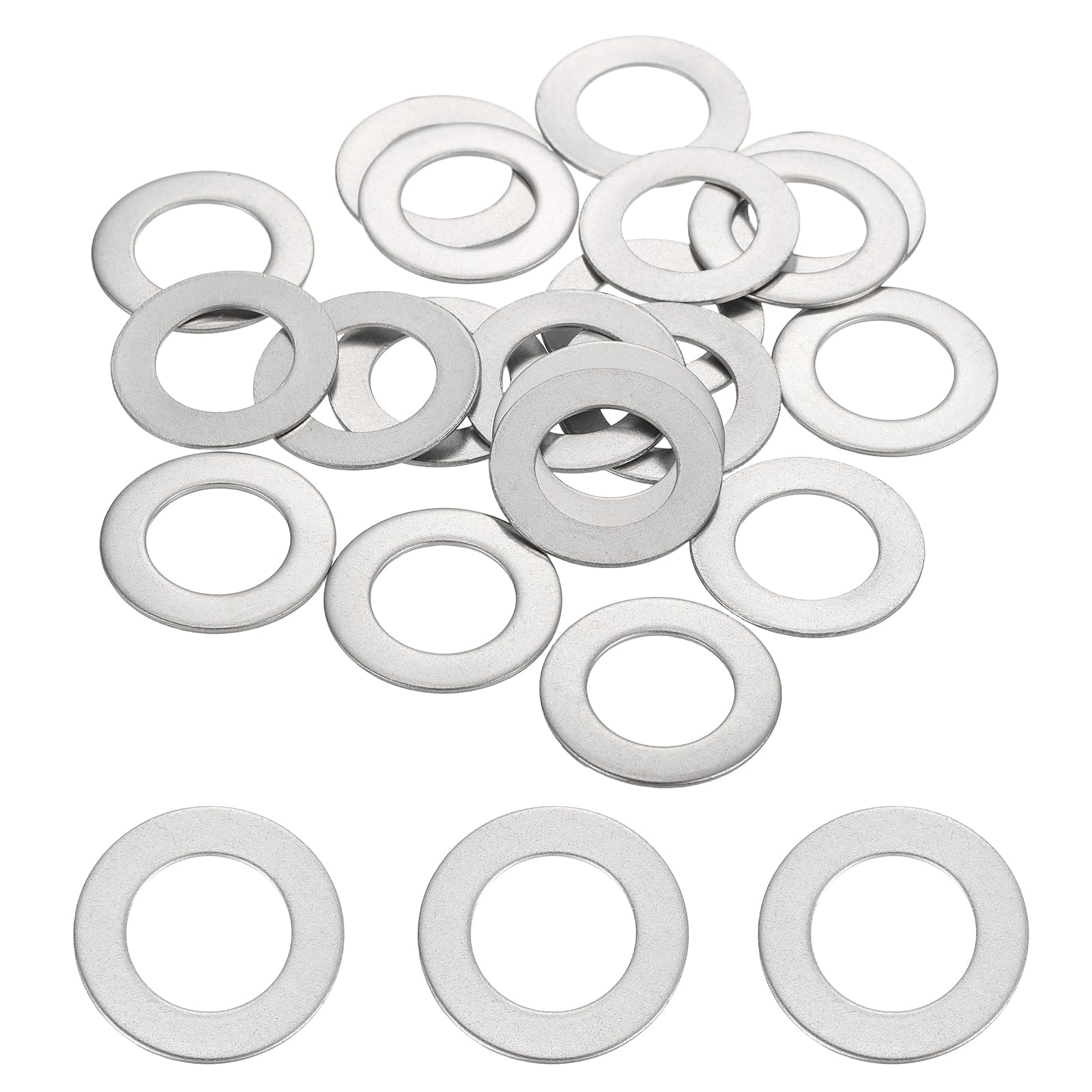 sourcing map 20 Pcs M14 304 Stainless Steel Flat Washers Round Flat Spacers for Screws, Bolts, Plumbing, Automotive, DIY, Electrical Device 15mm ID 25mm OD 1mm Thick