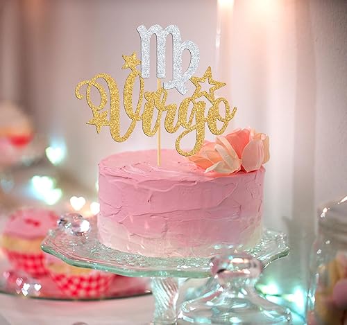 Miniatura 3 de Decoración para tartas de Virgo, gran energía de Virgo/temporada de Virgo, decoración de pastel de cumpleaños, 12 constelaciones del zodiaco,