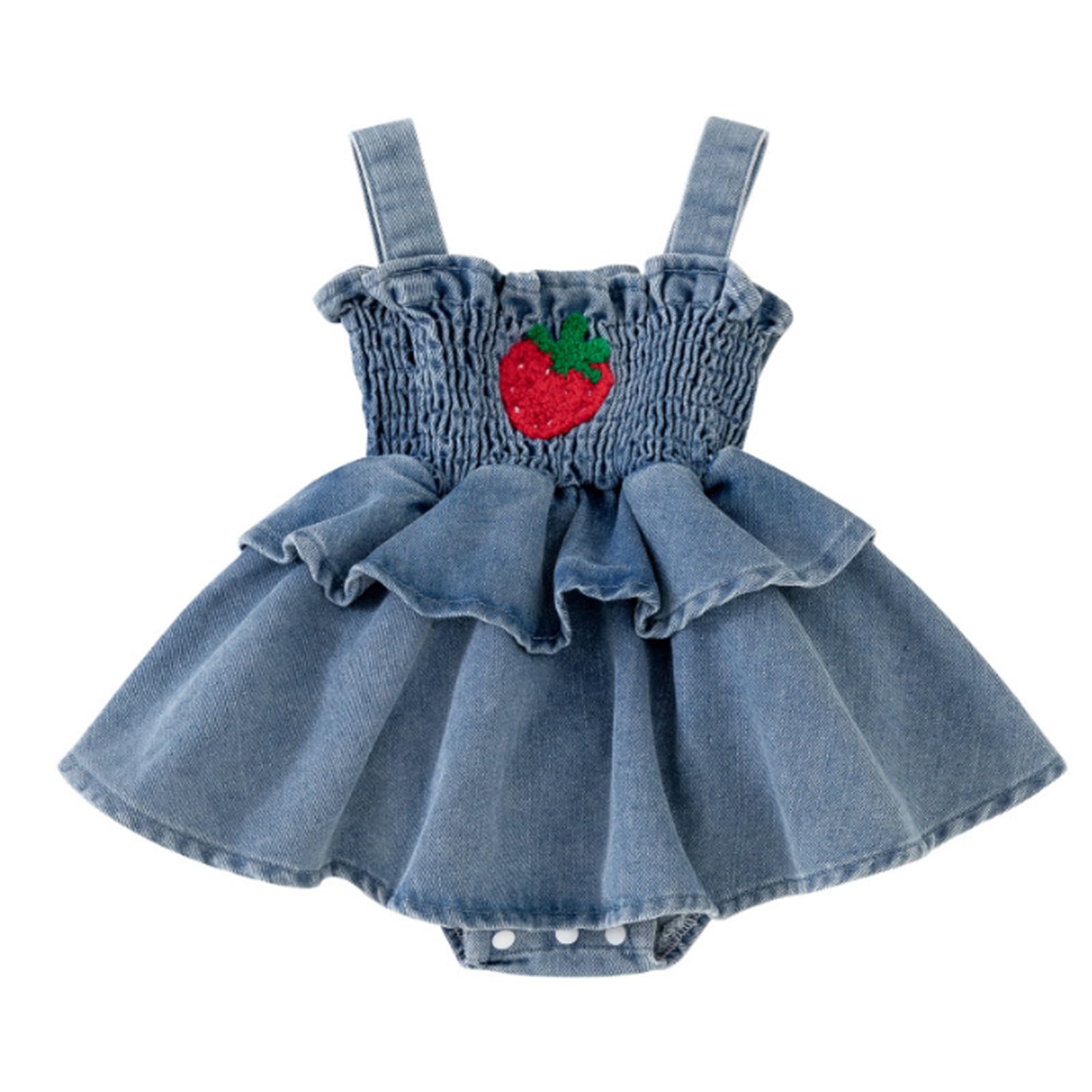 Pagliaccetti da Neonata Bimba Tutine di Jeans Abito Bambina Spaglietti Strip Estate Vestito