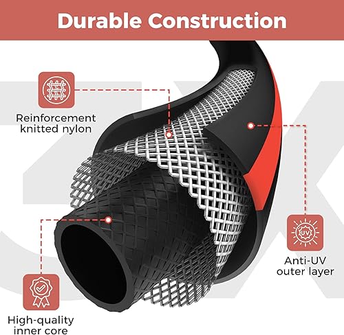 Miniatura 3 de SheeChung Manguera de jardín de 15 pies x 58 pulgadas, manguera líder con mango giratorio, manguera de agua ligera con accesorios macho a hembra,