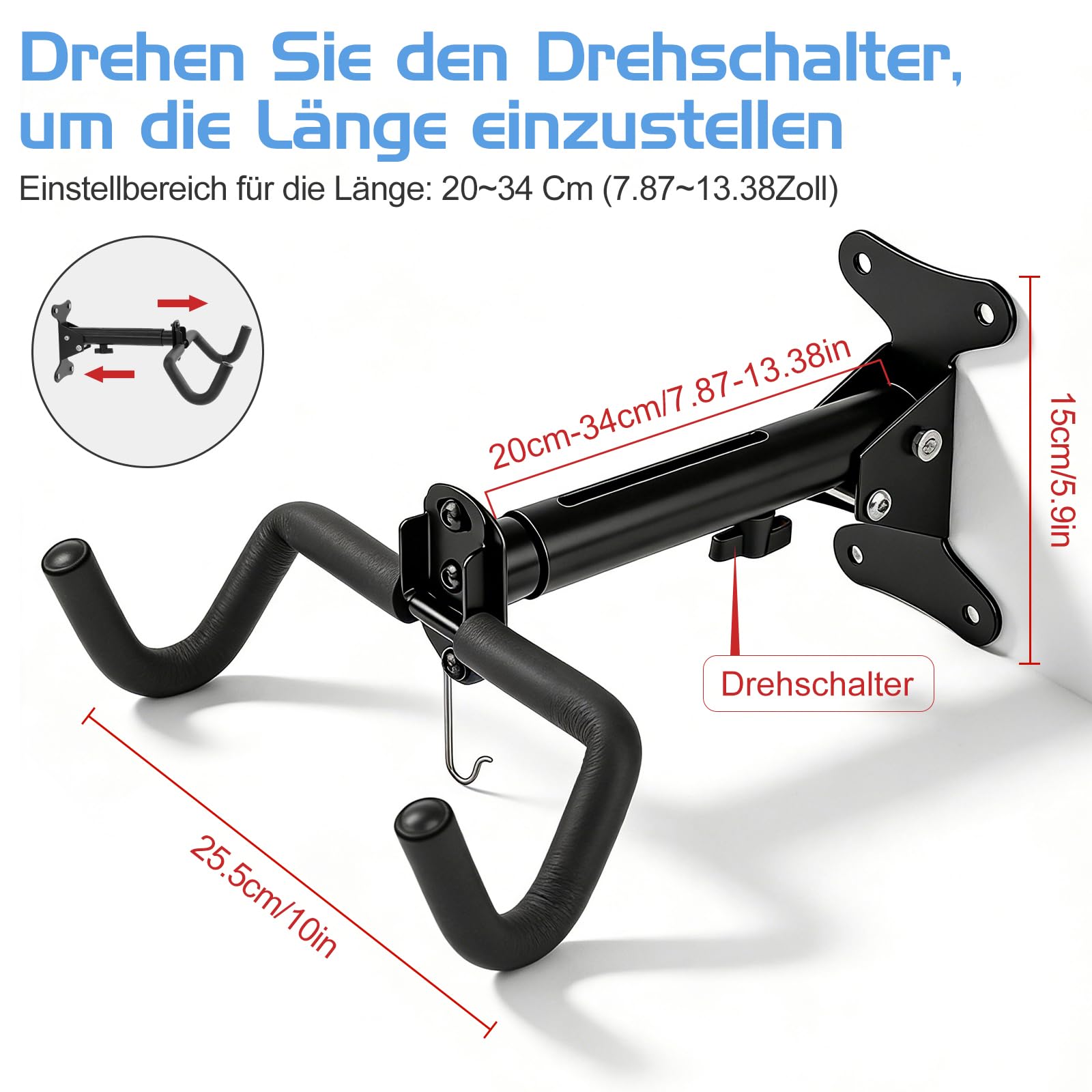 CYFIE Fahrrad Wandhalterung 25kg Tragfähigkeit, für Garage Keller Wohnung
