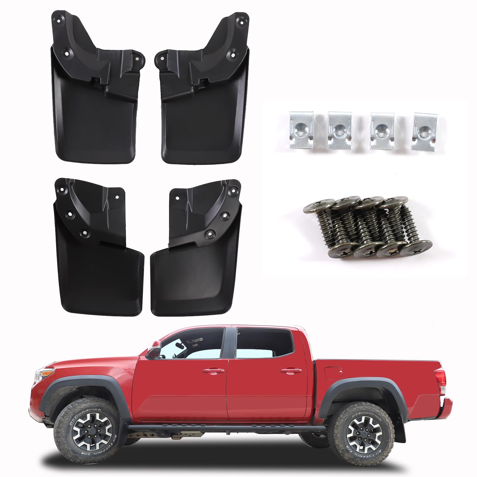 Mud Flaps Splash Guards Mudguards Mudflaps Compatible with Toyota Tacoma 2016-2021,Front and Rear Side Splash Guards Replacement Set Accessories (16-