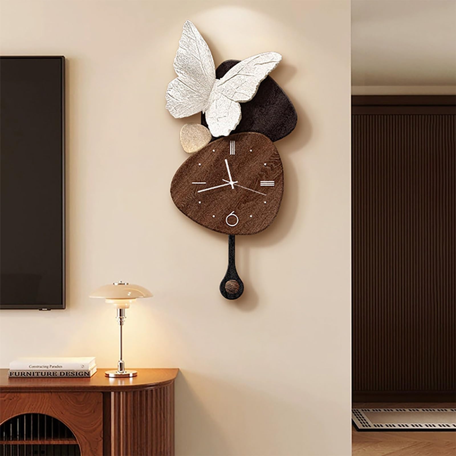 Horloge murale silencieuse à piles avec pendule 3D design pour salon