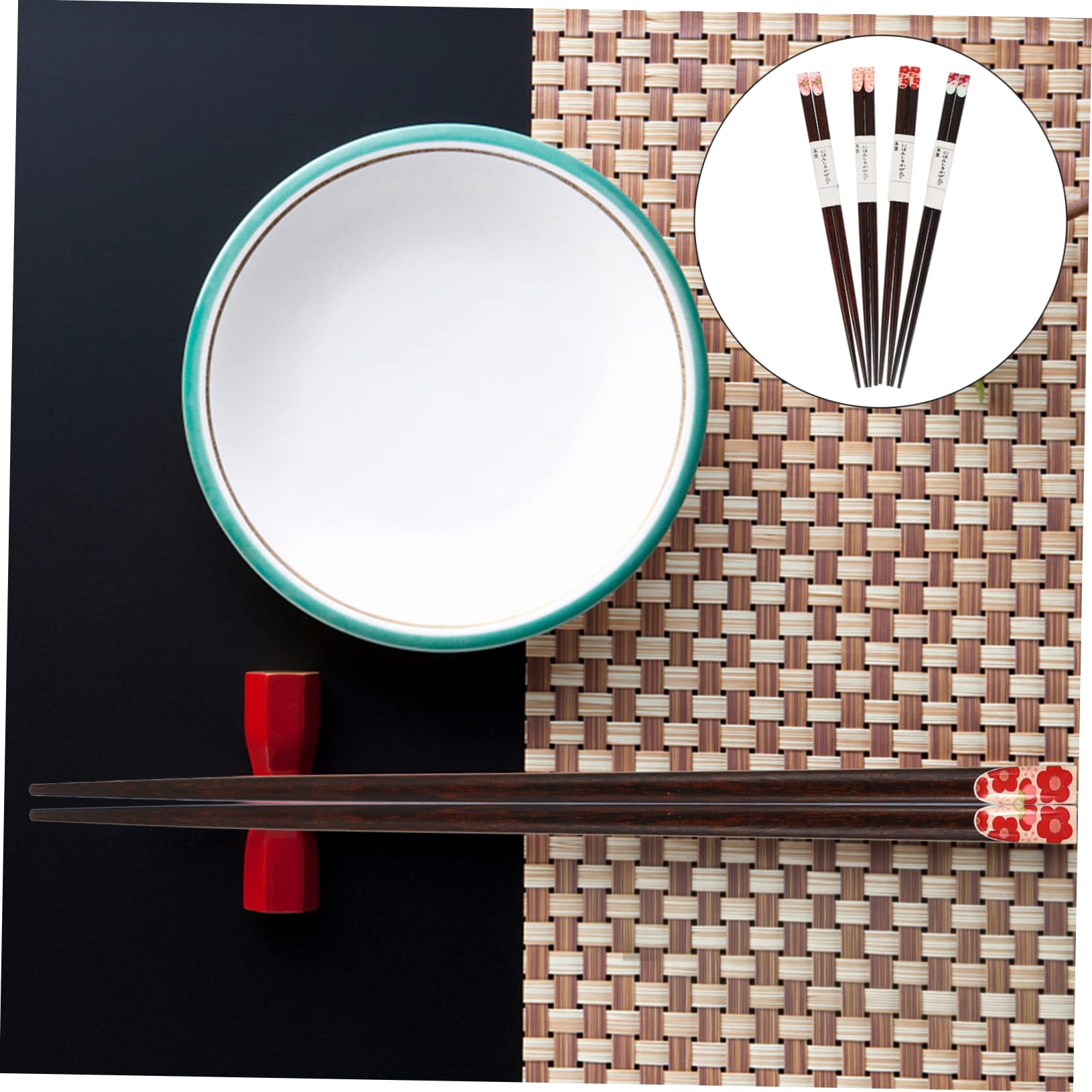 Générique Support de Baguettes 8 Paires de Baguettes de Style Japonais Ensembles d'ustensiles de Voyage en argenterie Baguettes de Voyage en Bois et Bambou Baguettes japonaises Traditionnelles