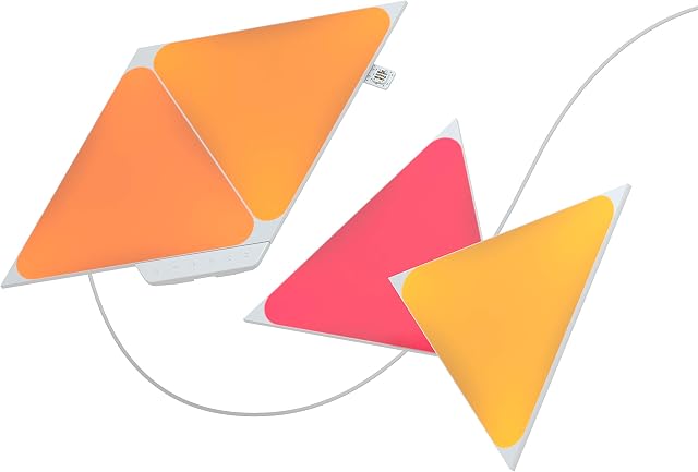 Nanoleaf Shapes Triangle Starter Kit, 4 Smart Light Panels LED RGBW - Modular Wi-Fi Colour Changing Wall Lights, Works with Alexa Google Assistant Apple Homekit, for Room Decor & Gaming