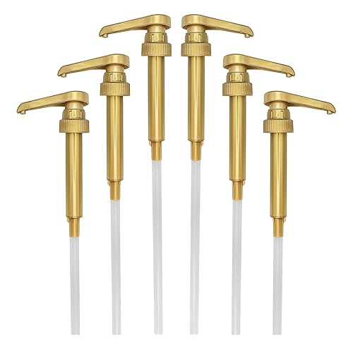 HANDIT - Bomba de jarabe de café  Oro, bebidas, postre, té  Se adapta a jarabes, 25.4 oz Torani, DaVinci, Jordan's Skinny Bottles, (Monin Plastic