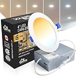 Onyx - Home Solutions 4 1 cm 5CCT LED Lumières de pot avec boîte de jonction, lumières encastrées sans canles pour des plafonds bas, 2700K/3000K/3500K/4000K/5000K Changements - Dimmable IC Lumière de descente, 10W 700LM, 1-Pack