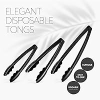 Vista 4 de Plasticpro Juego Combinado de Pinzas para Servir Negras Reutilizables de Servicio Pesado - 4 Piezas (7.5'', 9'', 12'') para Cocina, Barbacoa