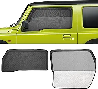 J-PREMIS 新型 ジムニー JB04系 サンシェード マグネット式 サイド用 2in1一体式 メッシュカーテン JIMNY JB64 JB74 車種専用 カーシェード 換気 断熱 日除け メッシュサンシェード 日焼け防止 UVカット 遮光カーテン 日差し 紫外線カット 虫よけ 通気 運転席 助手席 アクセサリー パーツ 2枚