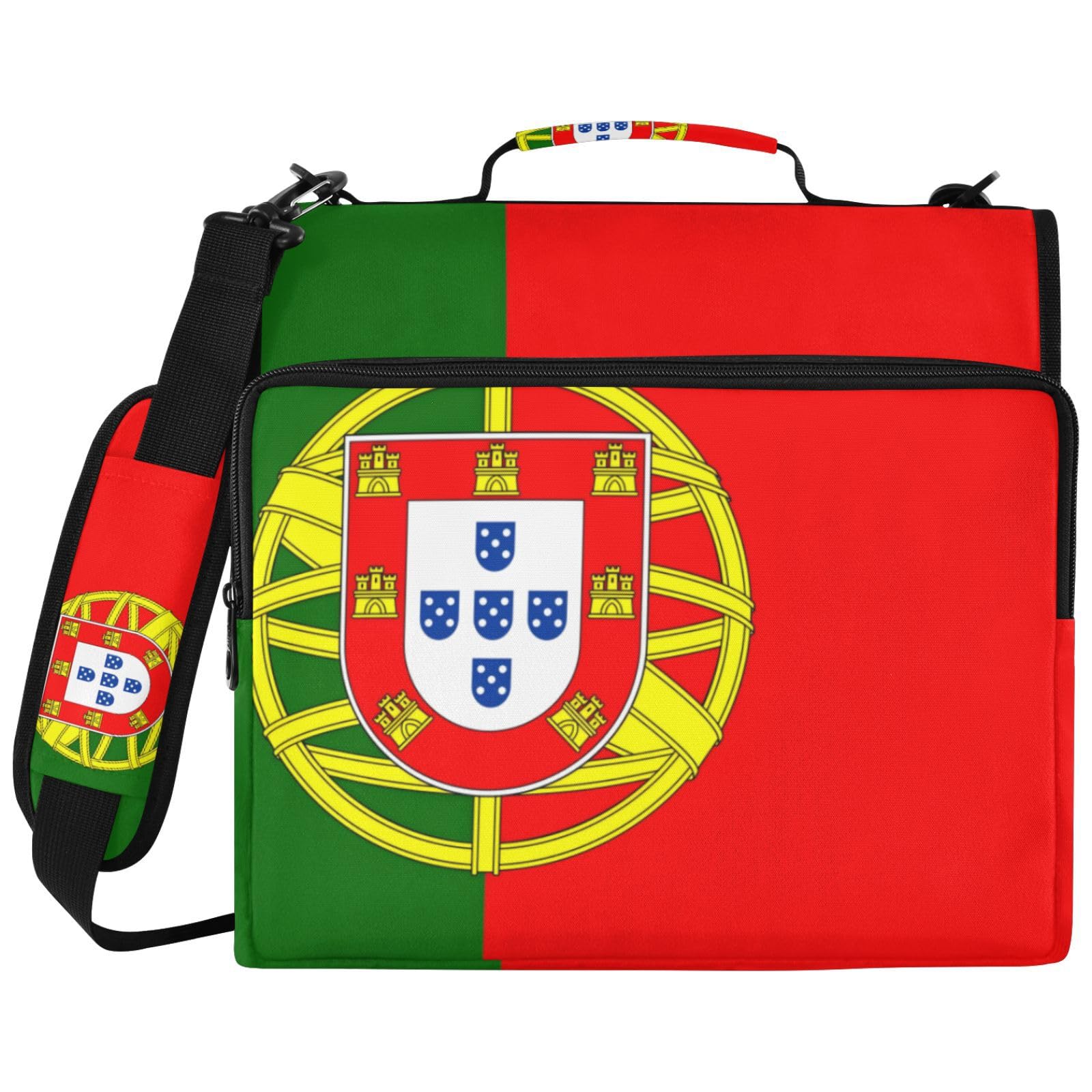 Portugiesische Flaggenmuster Reißverschluss 3-Ringbuchtasche