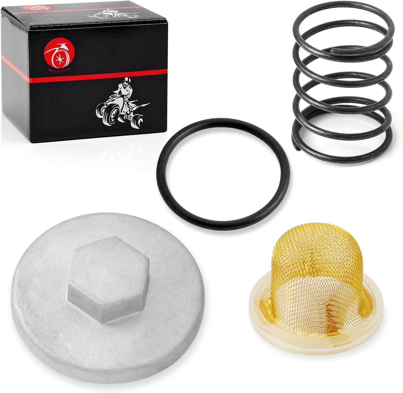 Oil Drain Plug CAP & OIL STRAINER & Spring For YAMAHA SR185 XT125 XT200 XT225 BW200 TTR225 TTR230 TW200 MOTO-4 YFM 200 225 Bear Tracker 250 YFM250 Timberwolf 250 YFB250 5H0-15351-00-00