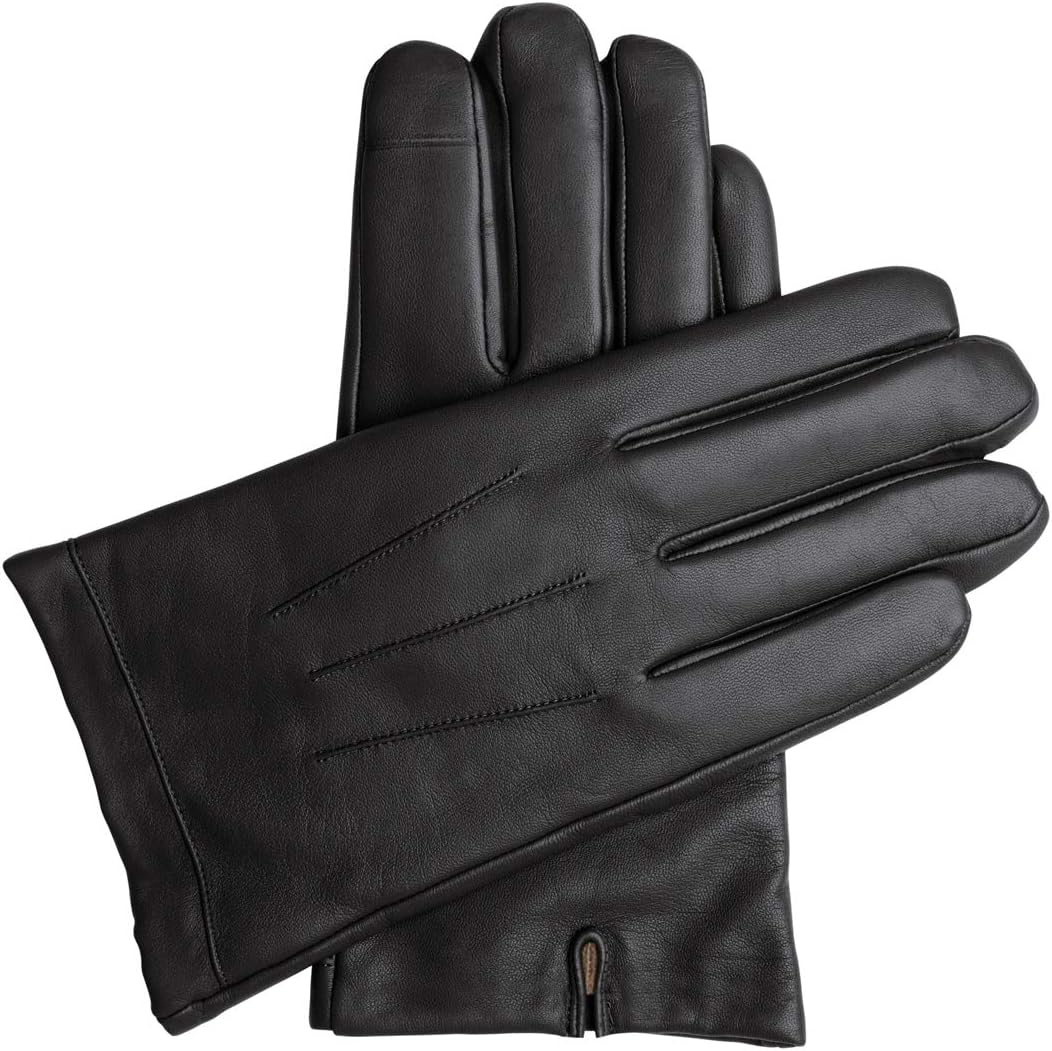 Touchscreen Leather Cashmere Lined Gloves for Men