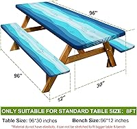 Vista 99 de Play Tailor - Mantel para mesa de pícnic con cubiertas para bancas, impermeable y a prueba de viento con bolsa de cordón, ajustable a mesas y bancas