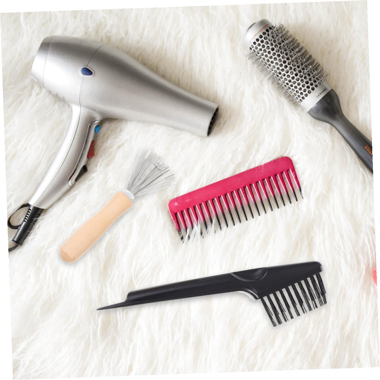Ipetboom 2pcs Hair Brush Cleaning Tool Detangler Brush Hair Remover Comb Cleaner Portable