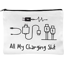 Funny Cosmetic Bags, Cable Organizer Bag Large Capacity Toiletry Bag with Zipper All My Charging Stuff Travel Pouch for Women Men F4-CDXSND