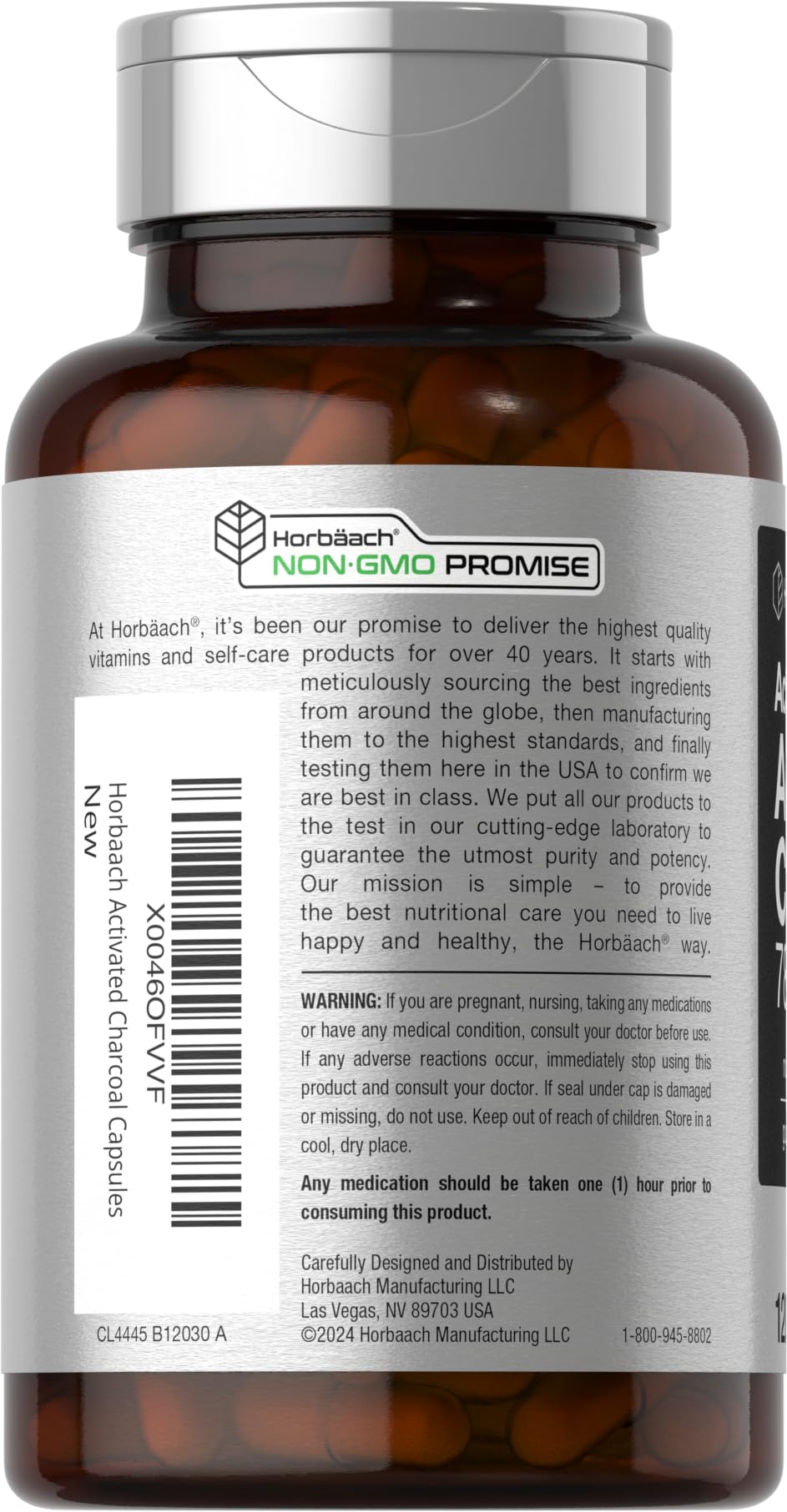 Horbäach Charcoal Pills 780mg | 120 Capsules — Amazon image 3