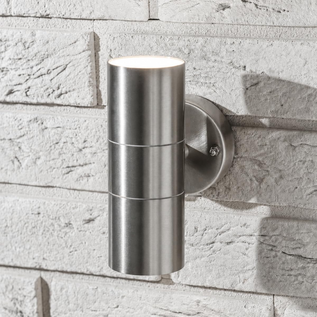 CGC Lighting Outdoor Wall Light Up & Down LED Outside Garden Double Twin Conservatory Porch Patio Garage Shed (Silver)