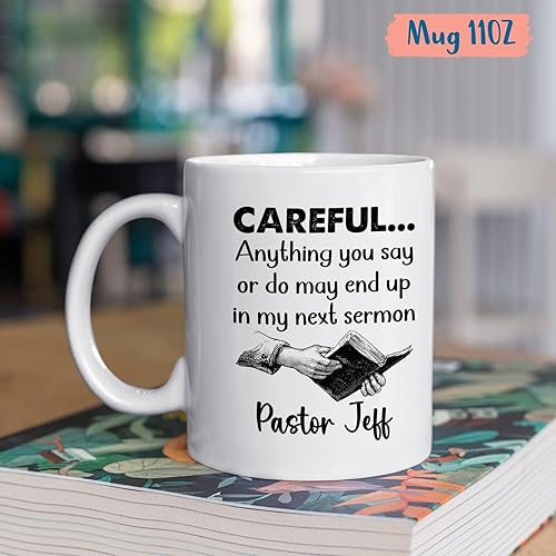Miniatura 4 de Taza de café con nombre personalizado, regalo personalizado para pastores, hombres y mujeres, tazas de advertencia para pastores, cuidado con