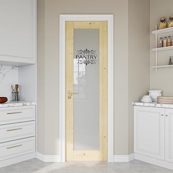 24x80 Pantry Door Interior Slab,1-Lite Pine Frosted Glass Doors,Wood Doors