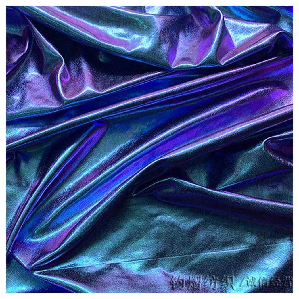 Glitzernder Hologramm-Spandex-Stoff Stretchstoff Schimmernder Stoff Meterware Handwerken Nähen Stoff Kostüm Bühnenauftritt Stoff Dekorstoffe Holographischer Stoff Violett#1 500X150cm