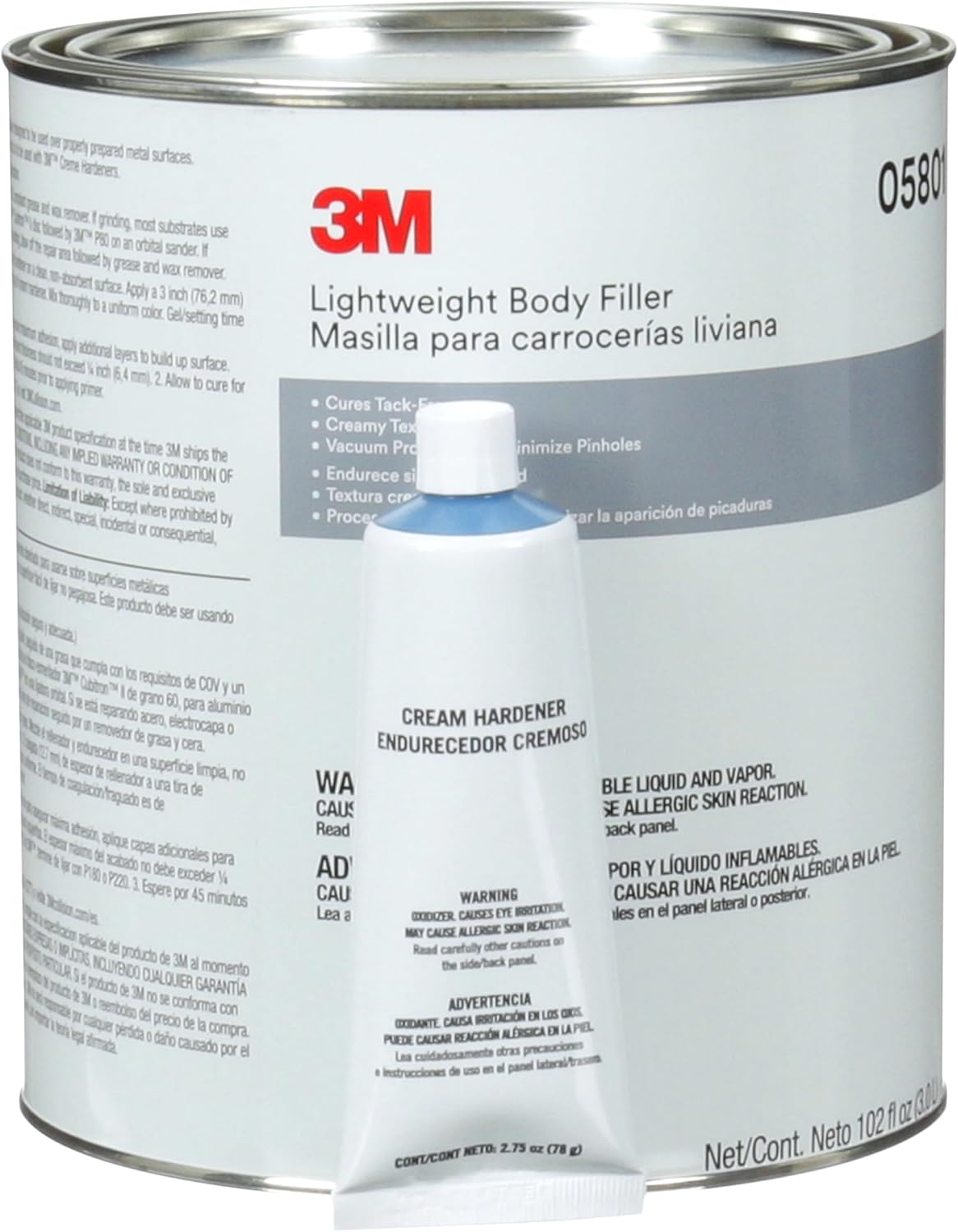 3M Lightweight Body Filler, 05801, 1 gal , White
