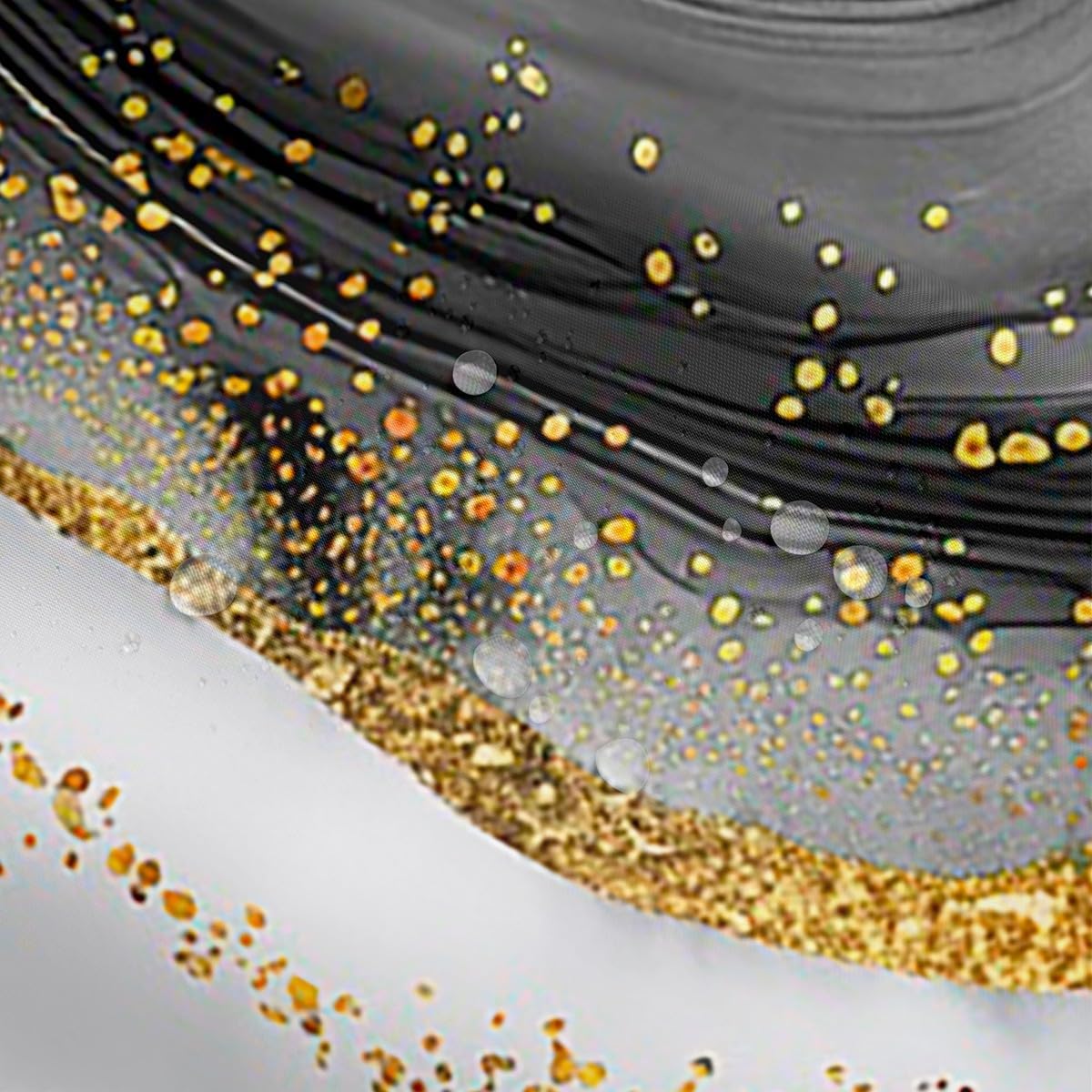 Black and Grey Marbling Bath Curtain for Boys Men Watercolor Stripe Shower Curtain, Black and Gold Marble Bathroom Curtain Foil Print Shower Accessories, Abstract Aesthetic Metallic Bathtub Decor