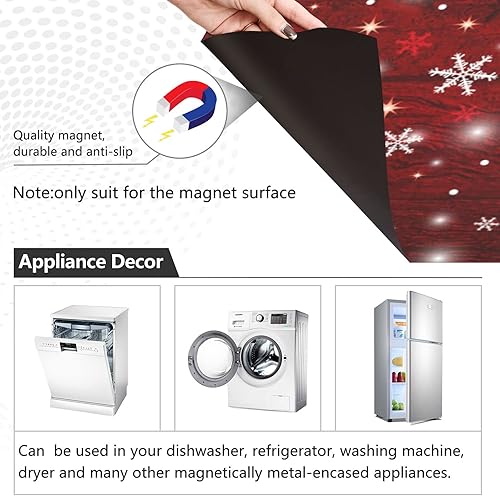 Miniatura 8 de Cubierta magnética para lavavajillas de árbol de Navidad, muñeco de nieve, cubierta de puerta de refrigerador, calcomanía magnética para panel de